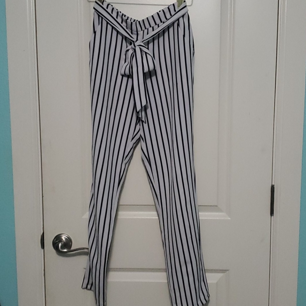 Striped Paper Bag Pants